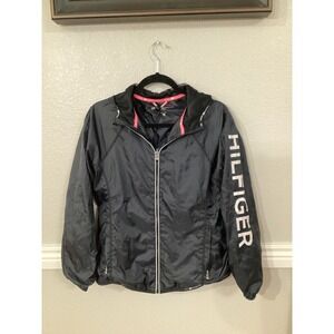 Tommy Hilfiger Sport Windbreaker Jacket Women's Black Full Zip‎ Lightweight